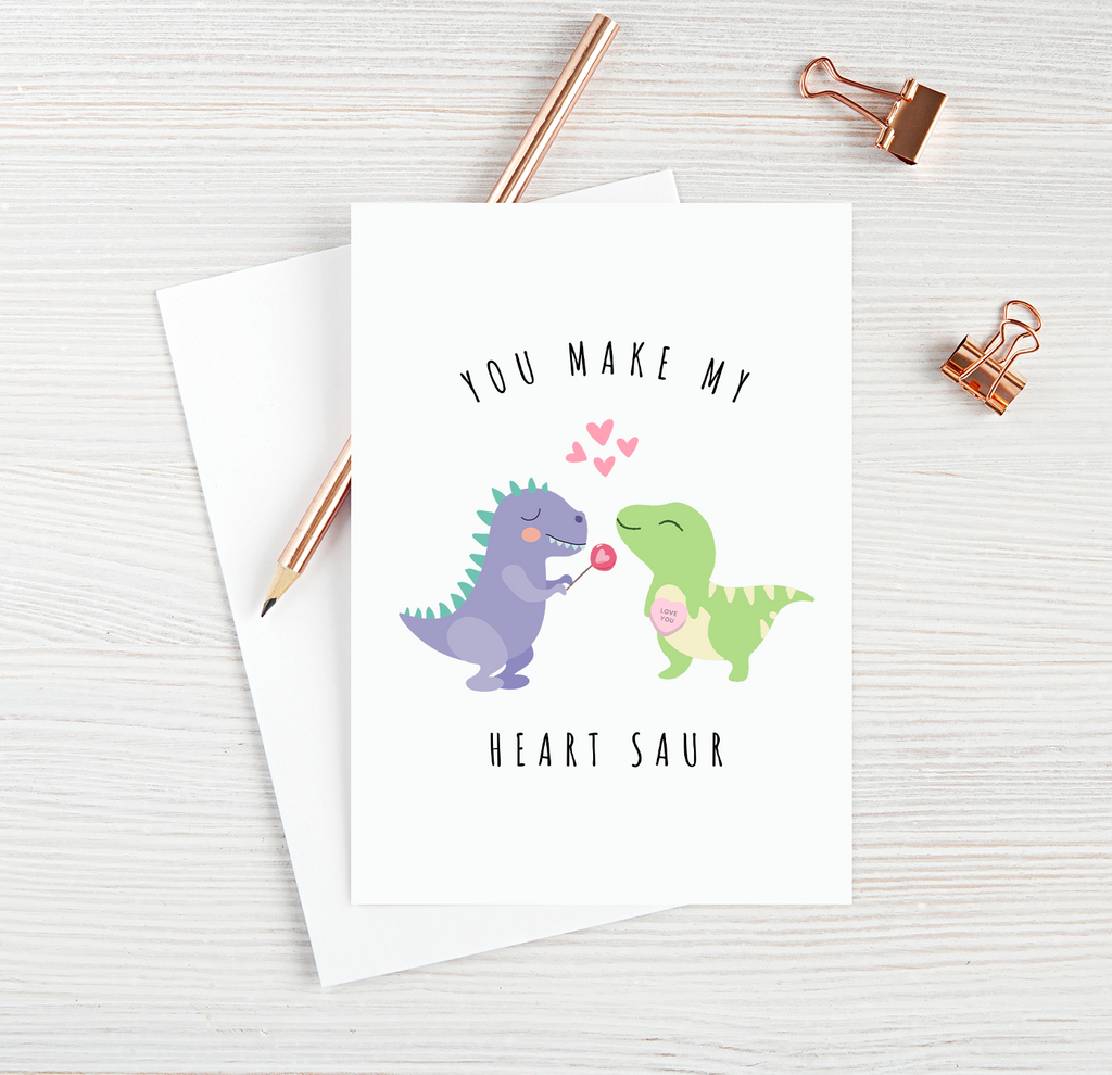 Dinosaur Valentine, Happy Valentines Day, Funny Husband Card, Love Car – Cute But Rude